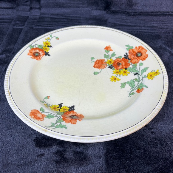 Vintage Sebring Pottery The Poppy Golden Maize Plate‎ Floral Decor Retro - Picture 2 of 7